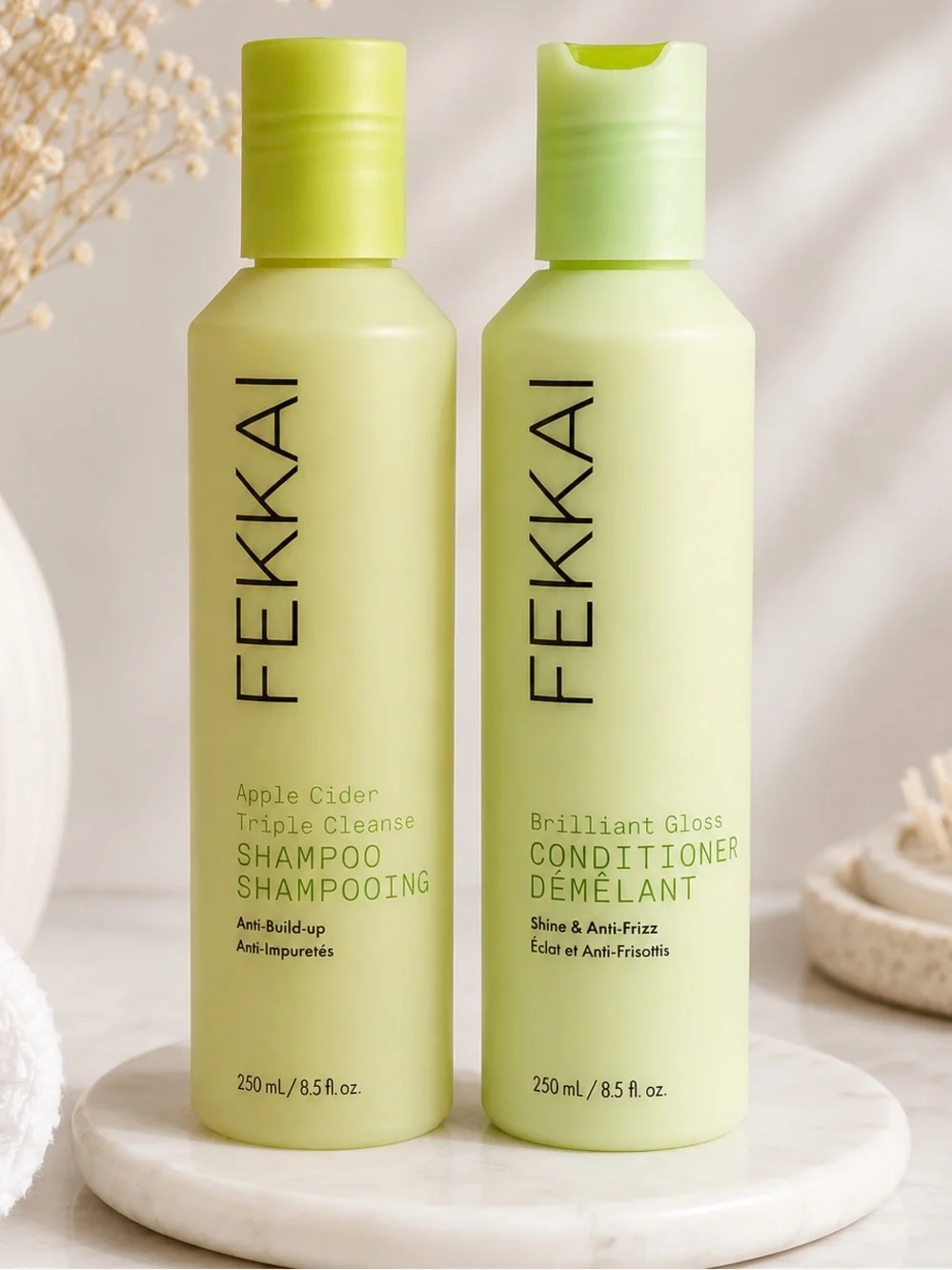 Fekkai Apple Cider Triple Cleanse Shampoo & Brilliant Gloss Conditioner Set NEW